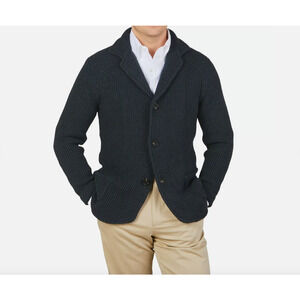 Maurizio Baldassari Brera Sweater Men Large Navy Knit Cardigan Heavy Italy $1150